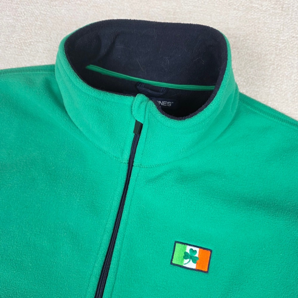 Devon & Jones Mens XL Green Fleece Vest Ireland Flag Shamrock Full Zip D760